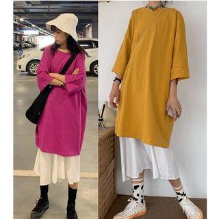 Set: 3/4-sleeve Midi T-shirt Dress + Sleeveless Midi Dress