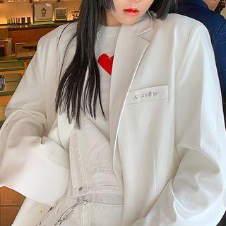 Short-sleeve Heart Knit Crop Top White - One Size