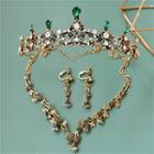 Wedding Rhinestone Tiara / Set: Tiara + Necklace + Dangle Earring