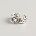 925 Sterling Silver Star Open Ring Retro Silver - One Size