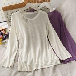Cutout Sheer Light Knit Top In 6 Colors