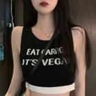 Lettering Knit Tank Top Black - One Size