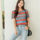 Multicolor Striped Open-knit Top