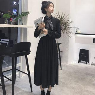 Long-sleeve Midi Knitted A-line Dress