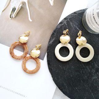 Acrylic Hoop Alloy Disc Dangle Earring