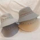 Letter Embroidered Gingham Bucket Hat
