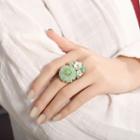 Retro Resin Flower Open Ring Green - One Size