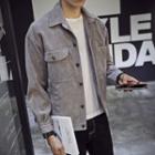 Fleece-lined Lettering Corduroy Shirt