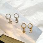 Non-matching Star & Crescent Hoop Earring / Clip-on Earring