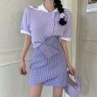 Short-sleeve Double Breasted Knit Top / Shirt / Skirt