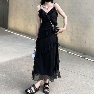 Sleeveless Lettuce Trim Dress