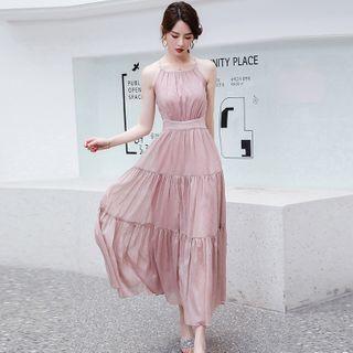 Sleeveless Tiered Chiffon A-line Midi Dress