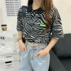 Short-sleeve Zebra Polo Shirt