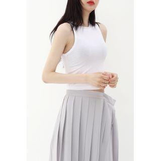 Halter Textured Crop Top Ivory - One Size