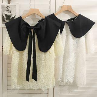 Collar-details Loose Lace Top