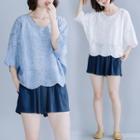 Eyelet Lace 3/4-sleeve T-shirt