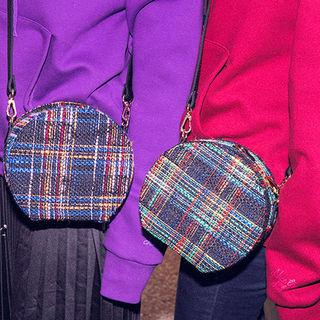 Plaid Tweed Tambourine Shoulder Bag