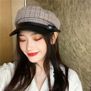 Belt Houndstooth Newsboy Cap