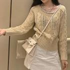Chain-detail Cable-knit Sweater Off-white - One Size