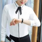 Single Button Vest / Fitted Skirt / Dress Pants / Bow Neck Shirt