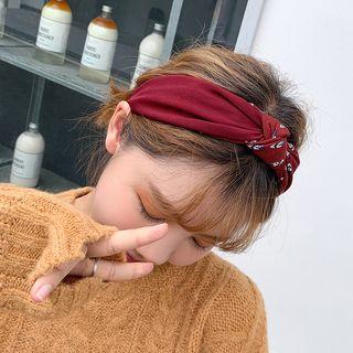 Printed Knot Headband 1 Pc - Wine Red - One Size