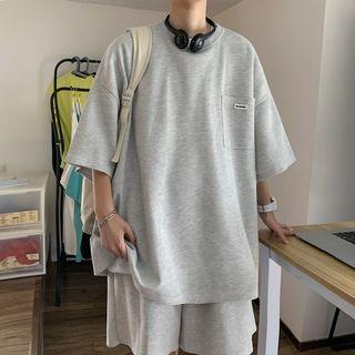Set: Short-sleeve Label Applique T-shirt + Shorts