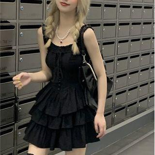 Sleeveless Square Neck Layered Mini A-line Dress