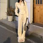 Set: Zip-up Hoodie + Slit Loose Fit Pants