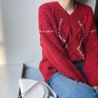 Stitch-trim Cable-knit Sweater