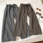 Houndstooth High-waist Lace-up Pants