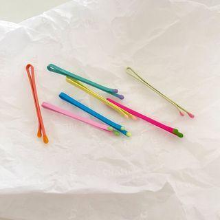 Set Of 7 : Two-tone Hair Pin Set Of 7 - Yellow & Blue & Green - One Size