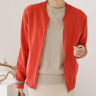 Zipped Knitted Blouson Jacket