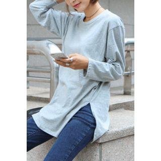 Crew-neck Slit-side Top