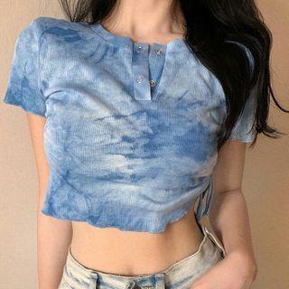 Short-sleeve Dyed Cropped T-shirt