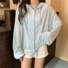 Long-sleeve Hooded Button-up Top