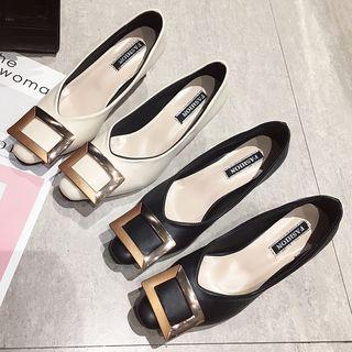Buckle Accent Chunky Heel Pumps