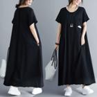 Short-sleeve A-line Knit Maxi Dress