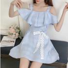 Plaid Cutout Shoulder Mini Dress