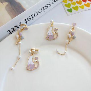Cat Glaze Asymmetrical Alloy Dangle Earring