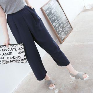 Band Waist Cropped Wide Leg Pants
