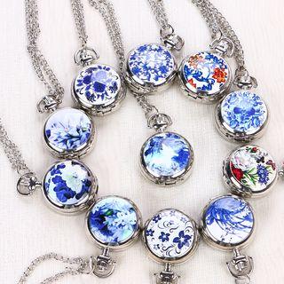 Retro Scenery Print Pocket Watch