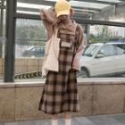 Plaid Jumper Midi Dress As Shown In Figure - One Size