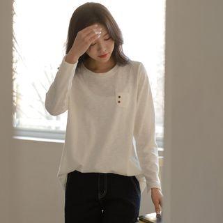 Button-detail Patch-pocket T-shirt