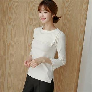 Sailor-collar Slit-hem Knit Top