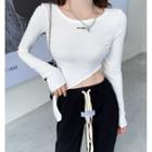 Long-sleeve Irregular Cropped T-shirt / Loose Fit Pants