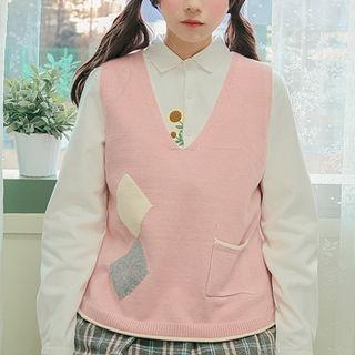 Pocket-patch Argyle Knit Vest