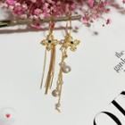 Non-matching Faux Pearl & Cross Fringed Earring