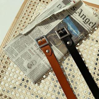 Square-bucket Cowhide Belt