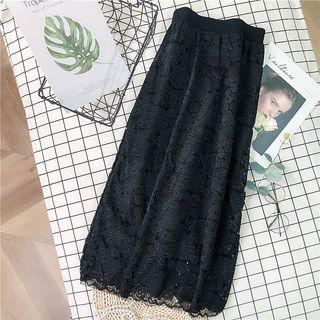 Floral Lace Midi Skirt