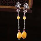 925 Sterling Silver Gemstone Dangle Earring 1 Pair - As Shown In Figure - One Size